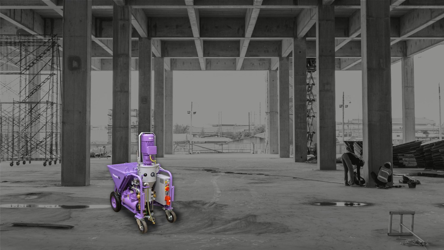 Viapex Q Mischpumpe auf einer Baustelle